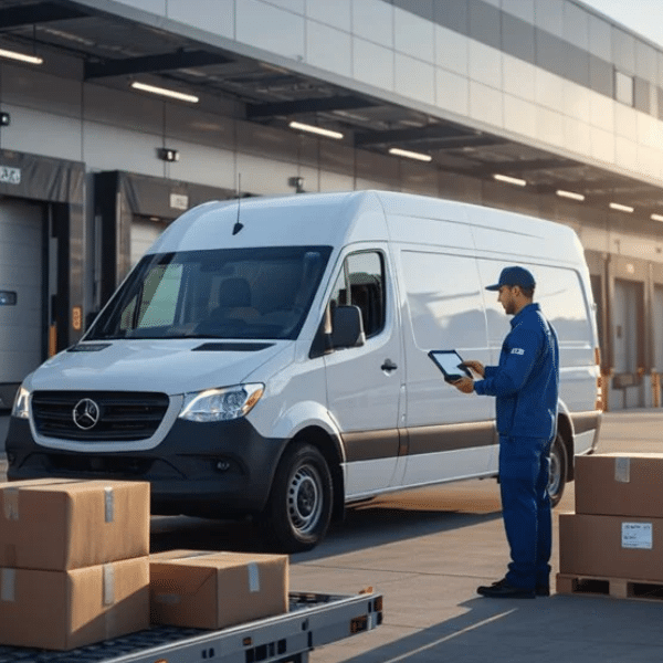 Same day courier in Grimsby delivering an urgent parcel to a local business customer.